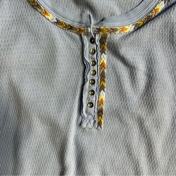 We The Free Periwinkle Long Sleeve Thermal with Patterned Trim - Picture 6 of 9